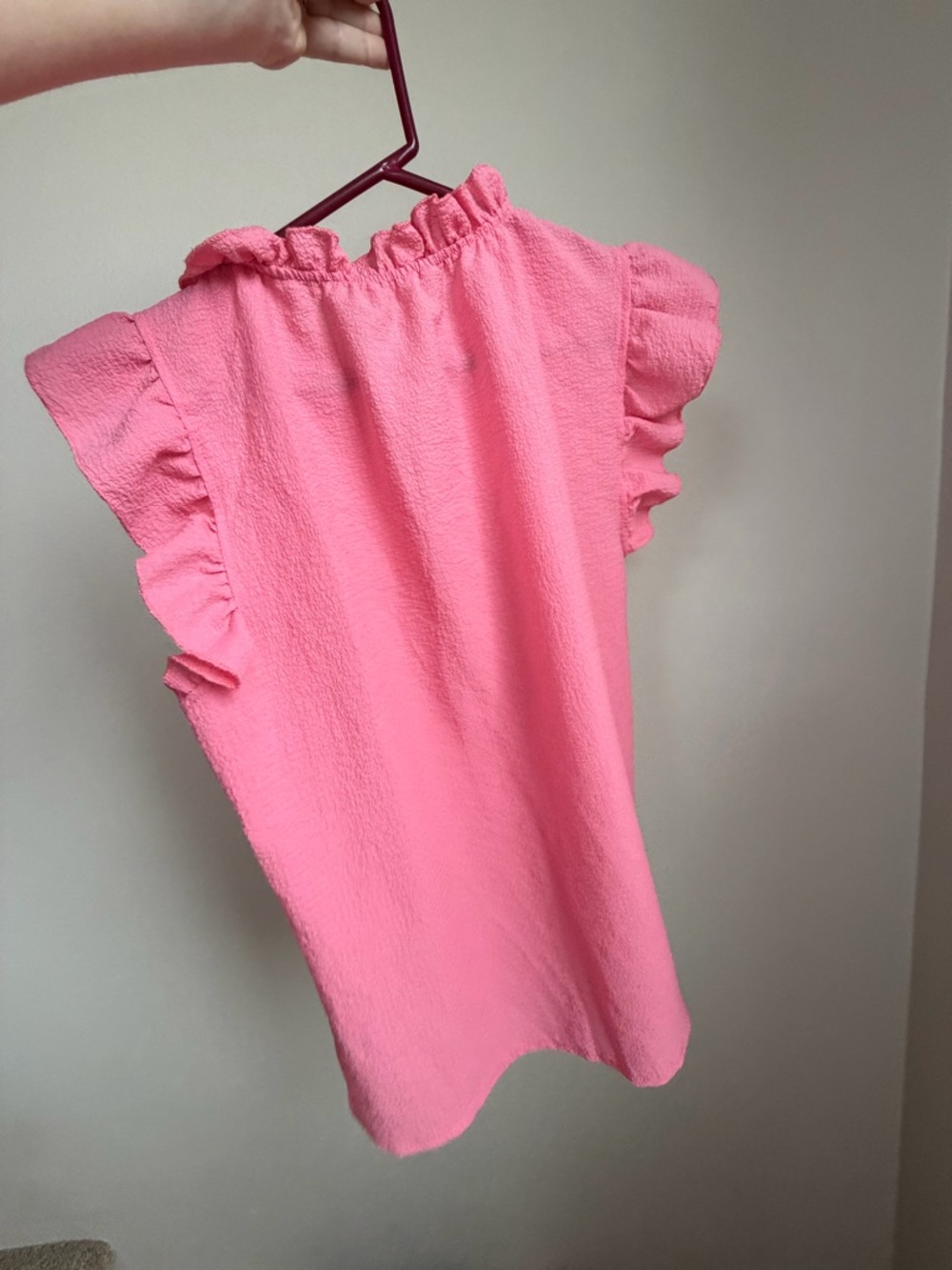 SHEIN Bright Pink Textured Ruffled Top - Picture 2 of 3
